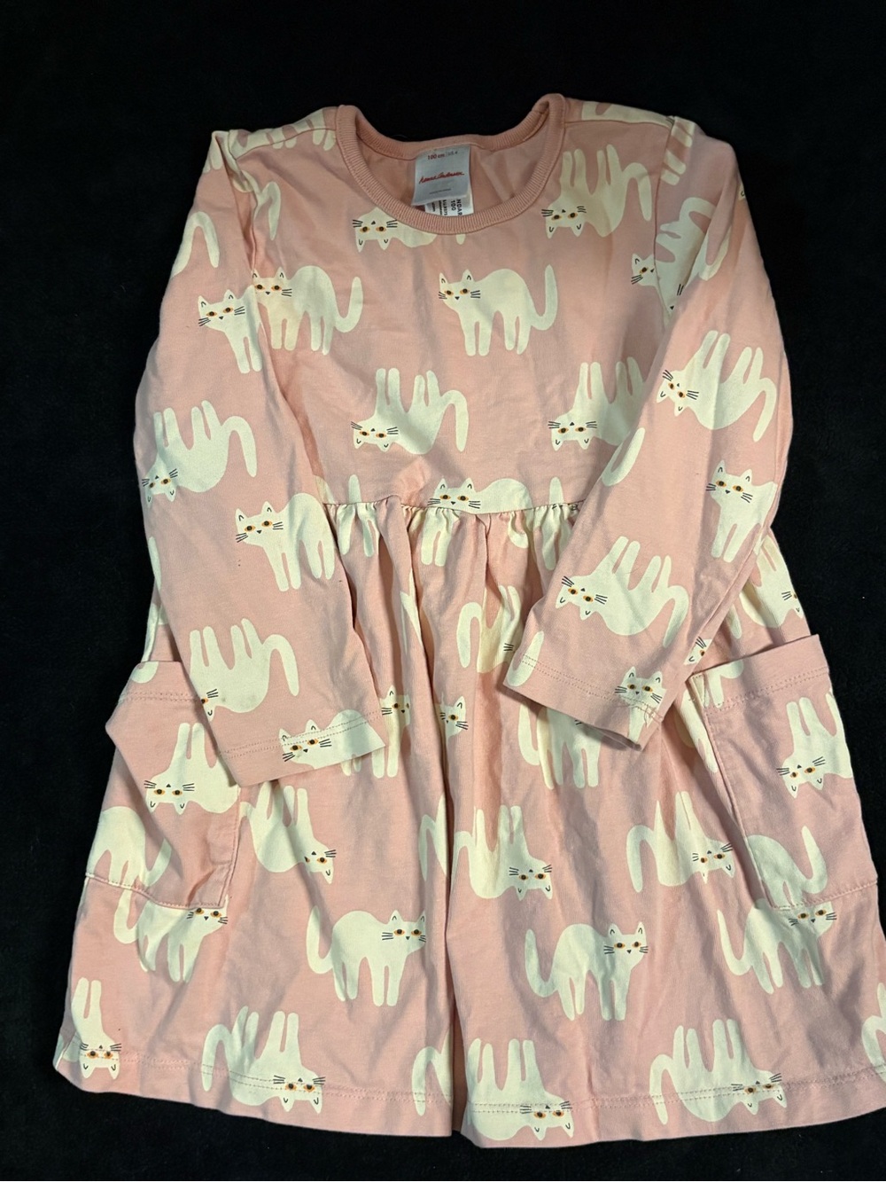 Hanna Andersson Pink Cat Print Long-Sleeve Nightgown
